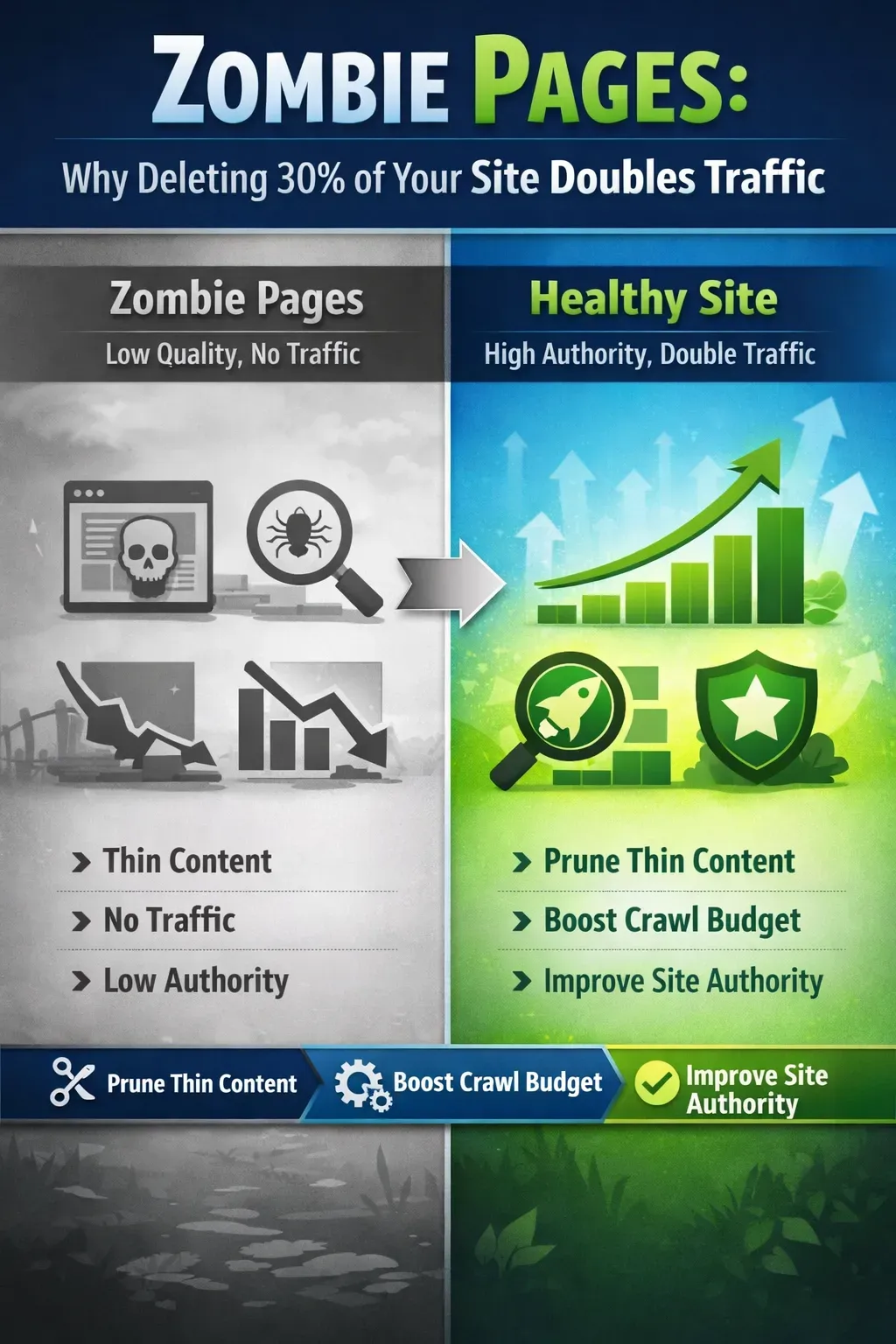 Zombie Pages: Why Deleting 30% of Site Doubles Traffic